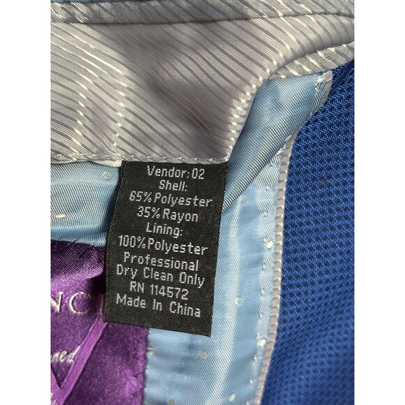 Vinci Tuxedo Jacket Mens Blue Satin Lapel One Button Blazer Designed in Italy - Picture 5 of 7